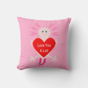 Coussin Valentines Jour Amour Coeur Axolotl Double Côté