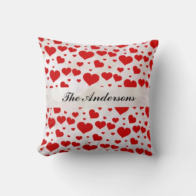 Coussin Valentines Jour Coeurs Red Love Famille (Recto)