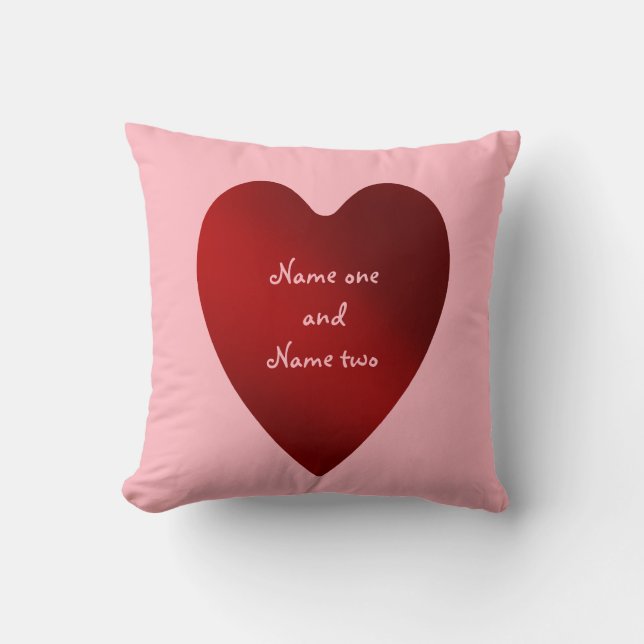 Coussin Valentines Jour Coeurs rouges motifs couples noms (Recto)