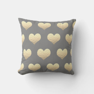 Coussin Valentines Jour Gold Coeur Motif Golden Grey Gris