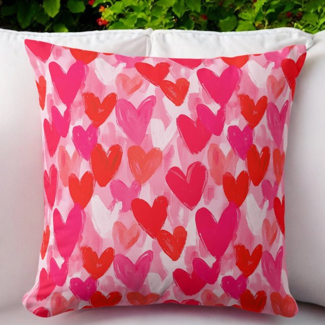 Coussin Valentines Jour Multi Coeurs Motif Aimer Rose (Créateur téléchargé)