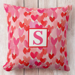 Coussin Valentines Jour Multi Coeurs Motif Amour Monogramm