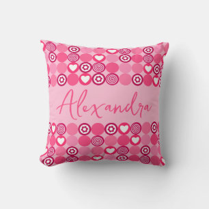 Coussin Valentines Nom du Motif de Coeur et Fleur Rose mig
