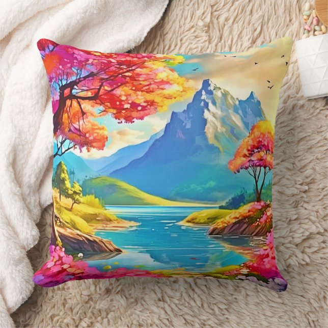 Coussin Vallée du printemps : Vue sur la montagne (Couverture)