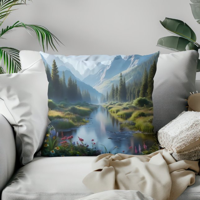 Coussin Vallée sereine de la rivière (Créateur téléchargé)