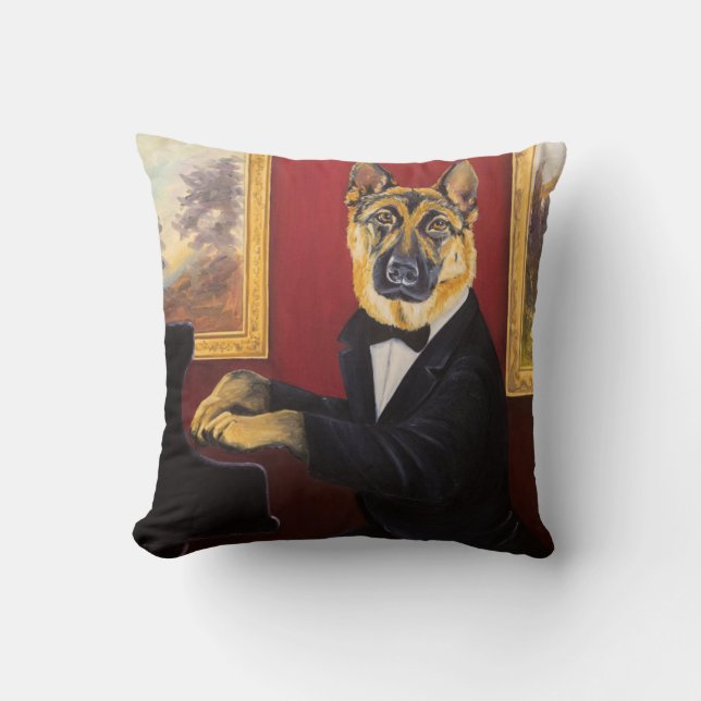 Coussin Valse de piano du berger allemand | (Recto)