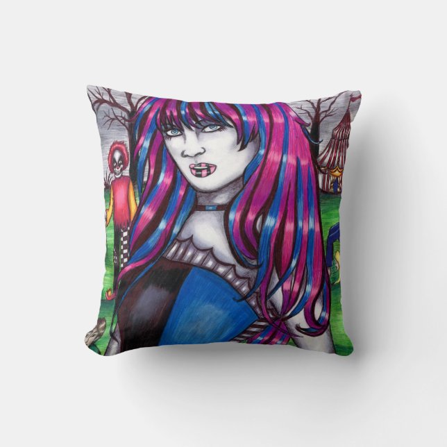 Coussin Vampire Circus Freak monstres dessin original (Recto)