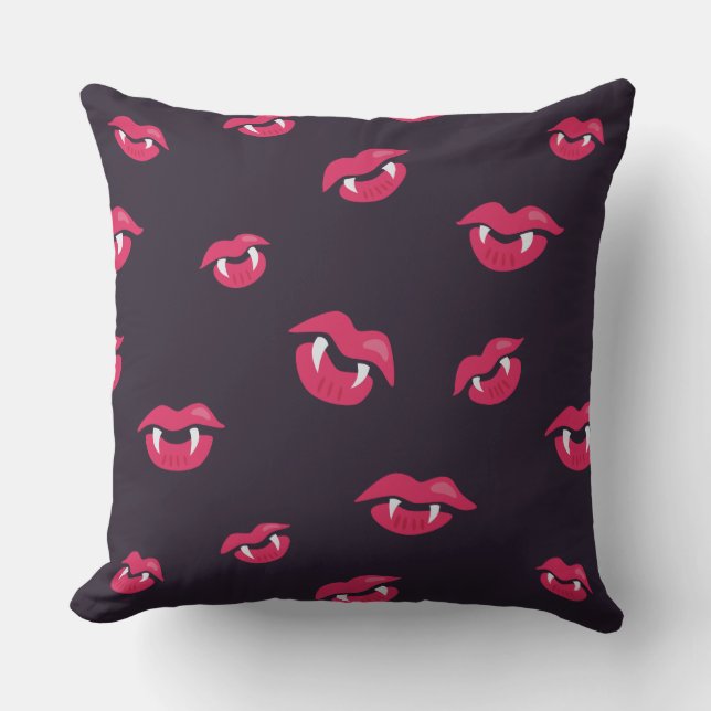Coussin Vampire Lèvres Et Pince Motif Gothique (Recto)
