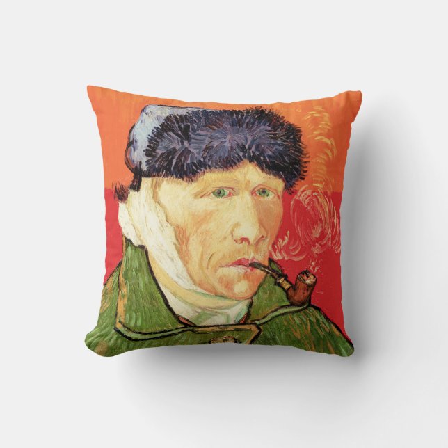 Coussin Van Gogh - Autoportrait avec oreille et tuyau en b (Recto)