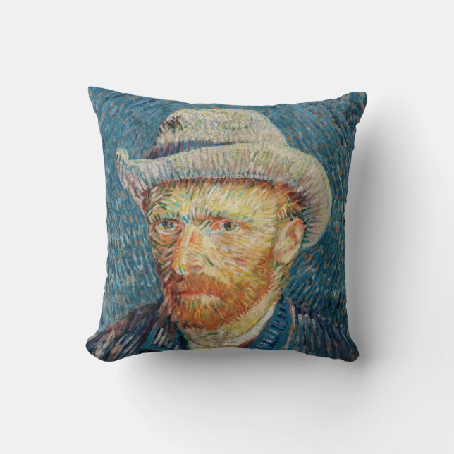 Coussin Van Gogh - Autoportrait avec un Casquette gris (Recto)