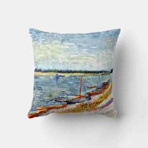 Coussin Van Gogh - Bateaux amarrés,