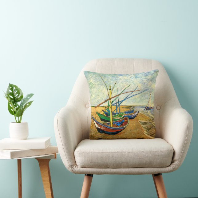 Coussin Van Gogh Bateaux de pêche sur la plage de Saintes  (Chaise)