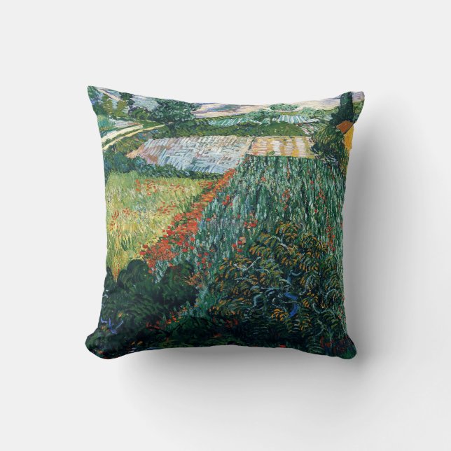 Coussin Van Gogh - Champ avec des pavois (Recto)