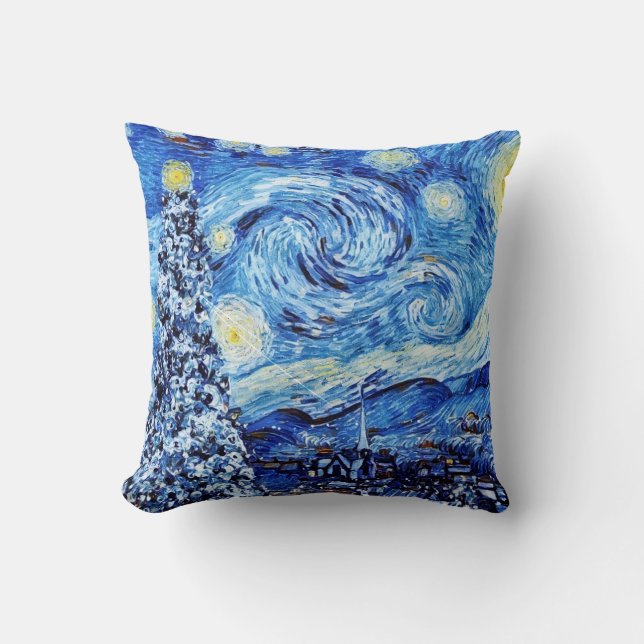 Coussin Van Gogh - La nuit étoilée - Noël blanc (Recto)
