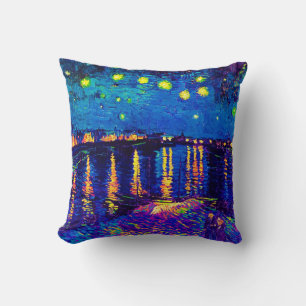 Coussin Van Gogh - Nuit étoilée Sur Le Rhone Pop Art