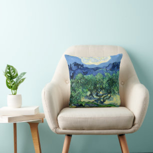 Coussin Van Gogh - Oliviers avec fond des Alpilles