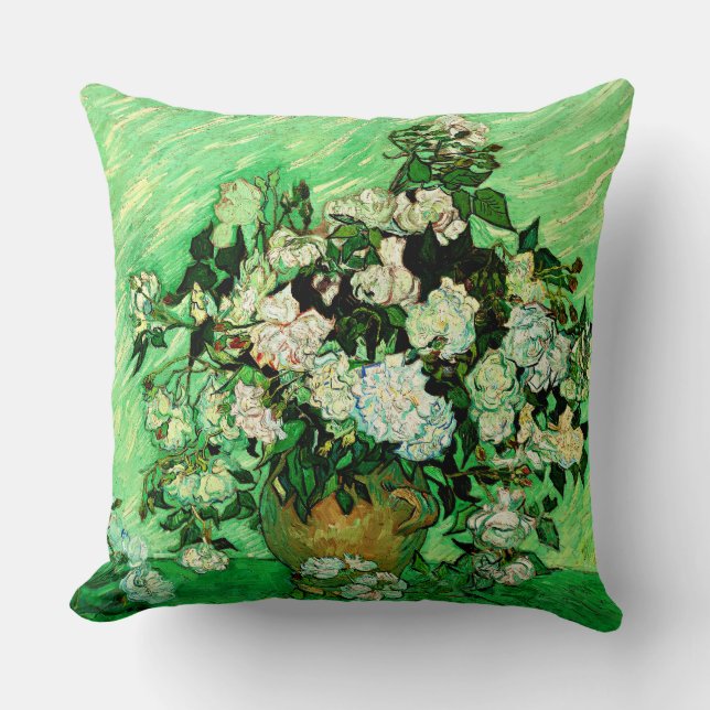 Coussin Van Gogh - Roses blanches, célèbre peinture, (Recto)