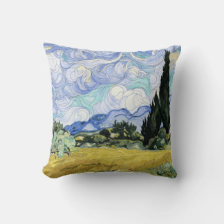 Coussin Van Gogh - Wheatfield avec cyprès