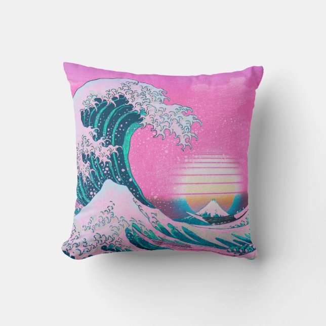 Coussin Vaporwave - Grande vague esthétique (Recto)