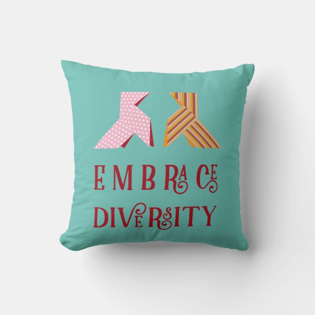 Coussin Various Paper Bow Couple Embrace Diversity Quote (Recto)