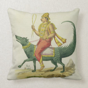 Coussin Varuna, Dieu des océans, gravé par Charles Eti
