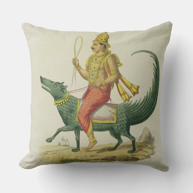 Coussin Varuna, Dieu des océans, gravé par Charles Eti (Recto)