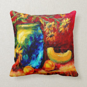 Coussin Vase à Tiffany, Tableau de récolte de tournesols