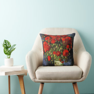 Coussin Vase aux coquelicots rouges de Vincent van Gogh