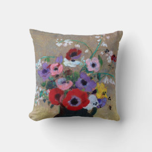 Coussin Vase aux fleurs mixtes, Redon