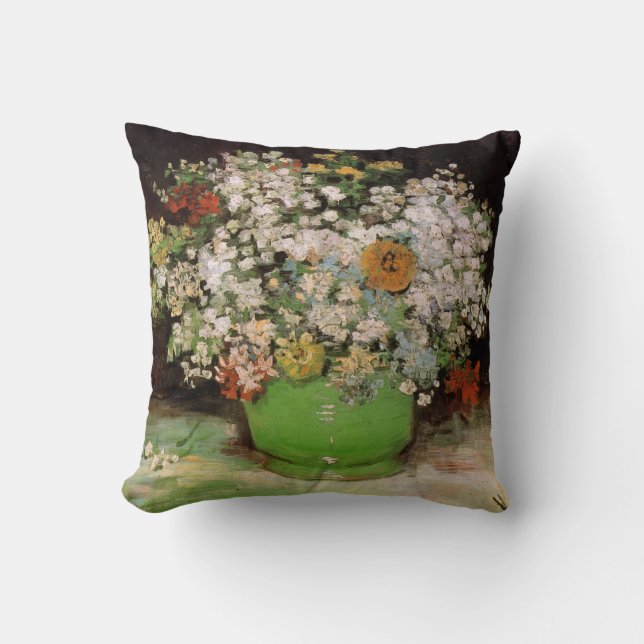 Coussin Vase avec fleurs de Zinnia par Vincent van Gogh (Recto)