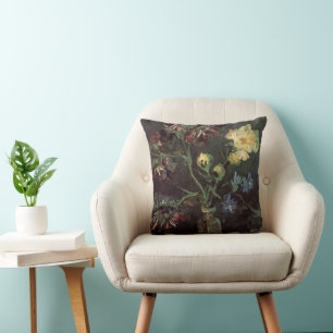 Coussin Vase avec myosotis et pivoines de Vincent van Gogh