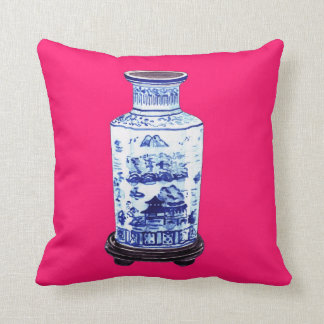 COUSSIN VASE CHINOIS SUR ROSE