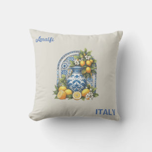 Coussin Vase citron blanc et bleu Amalfi en céramique Ital
