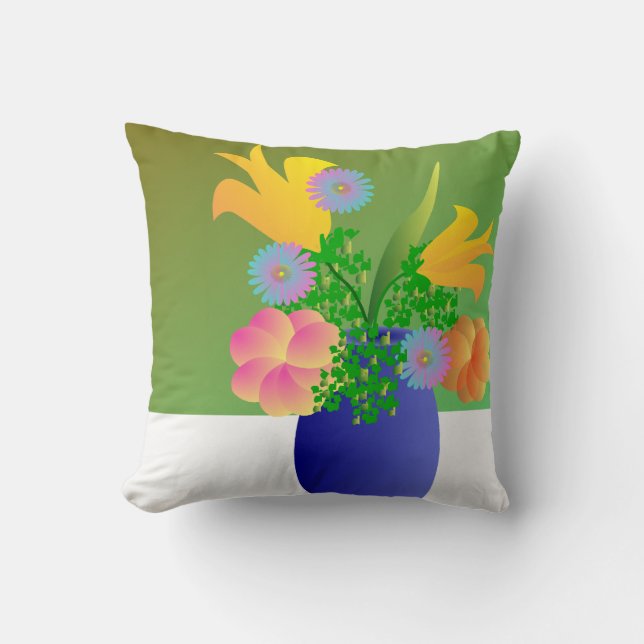Coussin Vase complètement de fleurs lumineuses (Recto)