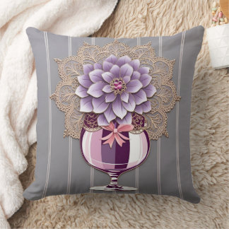 Coussin Vase de Dahlia Violet Mariage Récent