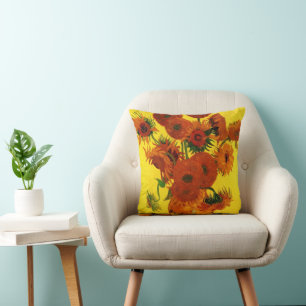 Coussin Vase de nature morte avec 15 tournesols Vincent va