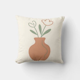 Coussin Vase de tulipes minimaliste en ligne artistique