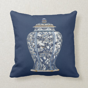 Coussin Vase en porcelaine bleue et blanche de Vision Stud