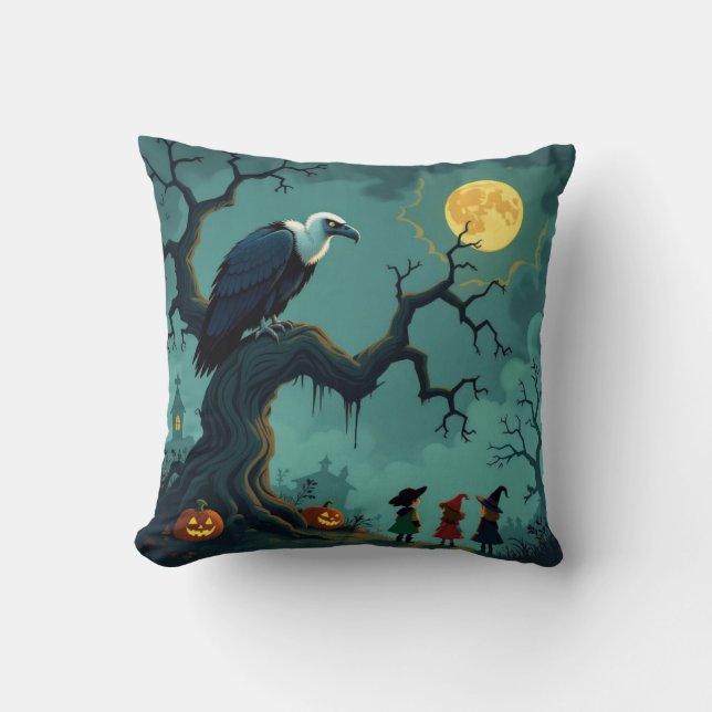 Coussin Vautour d'Halloween (Recto)