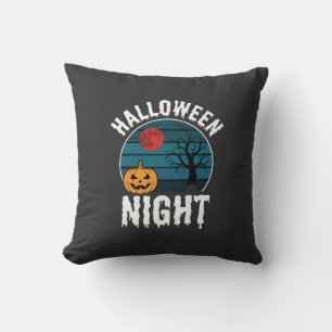 Coussin Vecteur d'arbre de citrouille de nuit d'Halloween