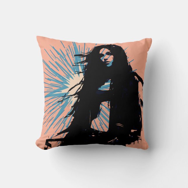 Coussin Vecteur d'art de femme audacieuse (Recto)
