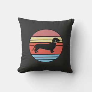 Coussin Vecteur de coucher de soleil rétro teckel