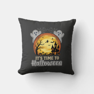 Coussin Vecteur de lune hantée Halloween fantômes et cimet