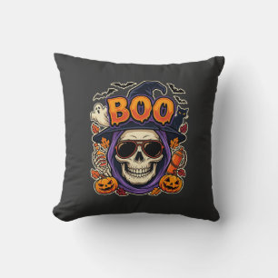 Coussin Vecteur de lunettes de soleil crâne Boo Halloween