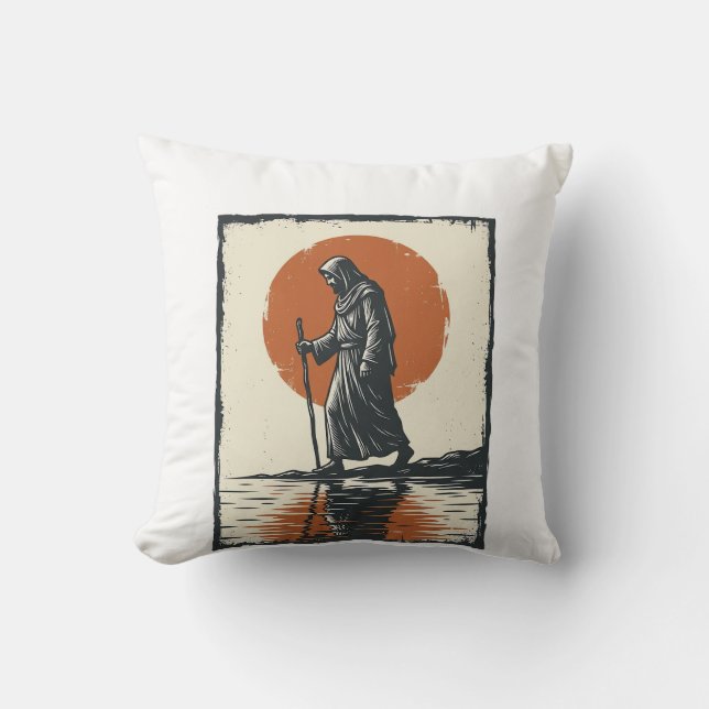 Coussin Vecteur de réflexion de silhouette de marche au co (Recto)