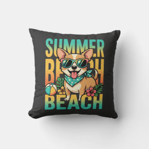 Coussin Vecteur de vacances de chien de plage d'été