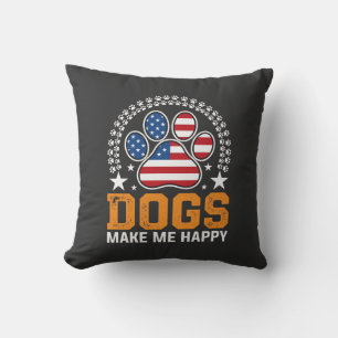 Coussin Vecteur d'empreinte de patte de chien patriotique