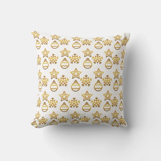 Coussin Vecteurs de Noël élégants dorés sur fond blanc (Recto)