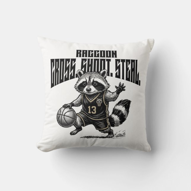 Coussin Vedette de Basket-ball Raton Laveur - Graphique de (Recto)