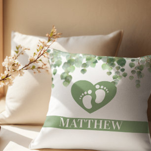 Coussin Végétation et Petits Pieds de Bébé Baby Shower